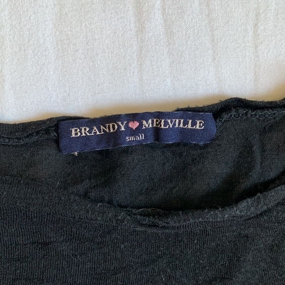 Brandy Melville Small Black I Hate Everybody Text Graphic Crop Top - Picture 3 of 3